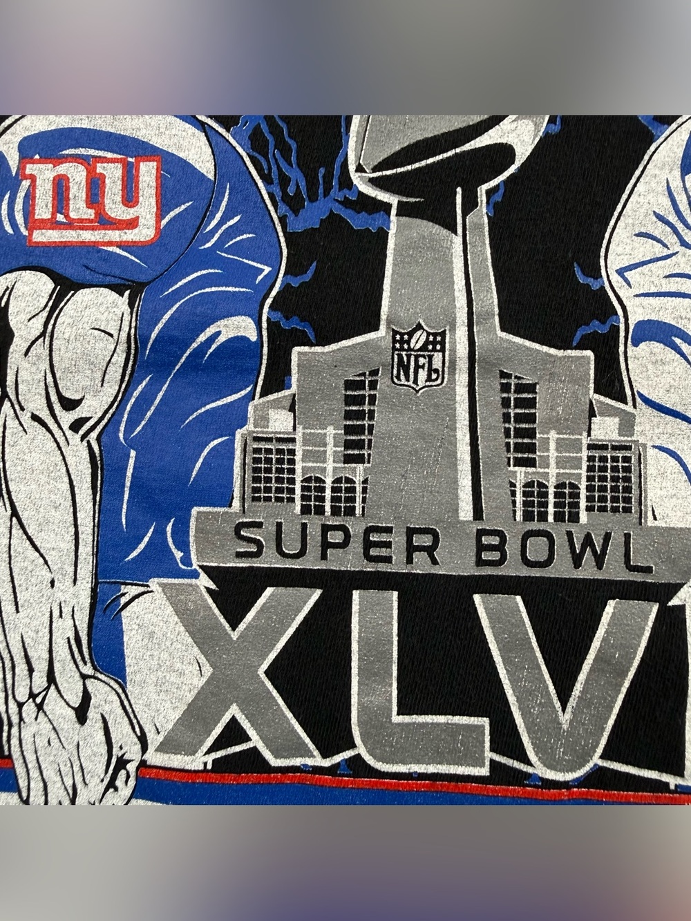 Super Bowl XLVI New York Giants Beat Patriots 2-Sided 2012 Football t-shirt L - Picture 7 of 16
